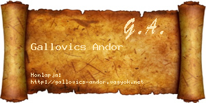 Gallovics Andor névjegykártya
